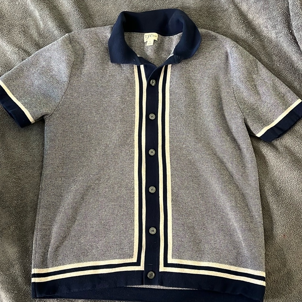 J Crew Knit Polo Button Up Short Sleeve Sweater